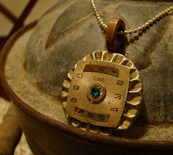 Vintage Luch watch face steampunk pendant