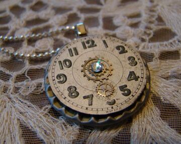 Vintage Swiss watch face pendant necklace
